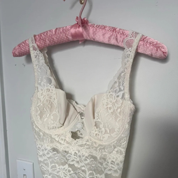 Elegant Vintage Lace Bodysuit in White Fairycore angelcore coquette dreamy 34B - Picture 4 of 8